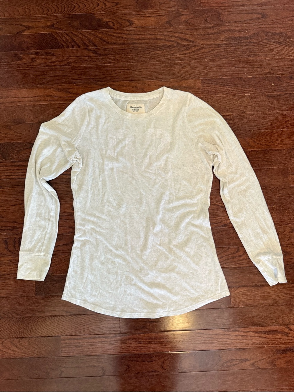 Abercrombie & Fitch Light Gray Long-Sleeve Crewneck Top